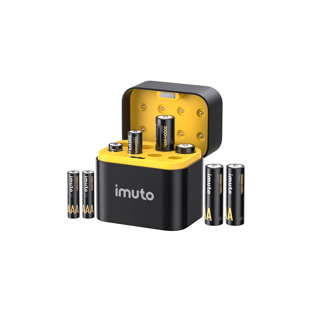 Imuto Rechargeable 4 AAA and 4 AA Batteries with Charger