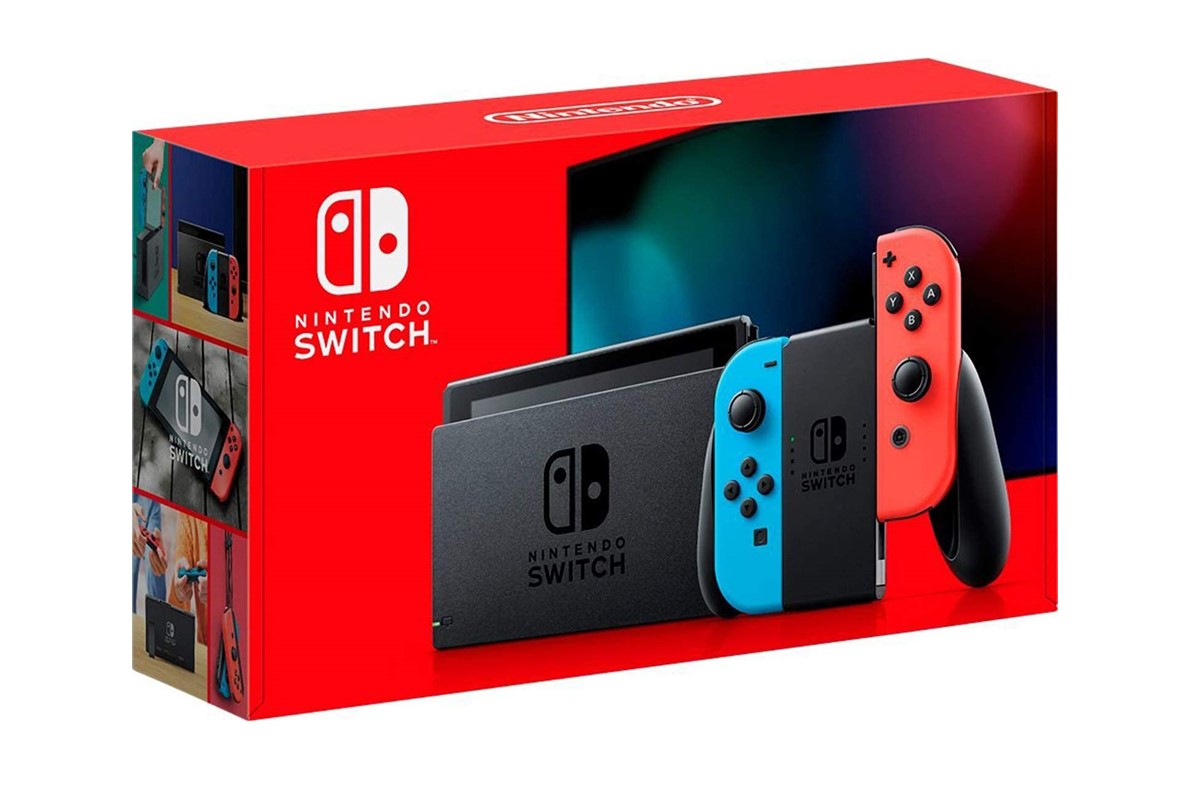 Nintendo Switch with Neon Blue and Neon Red Joy‑Con